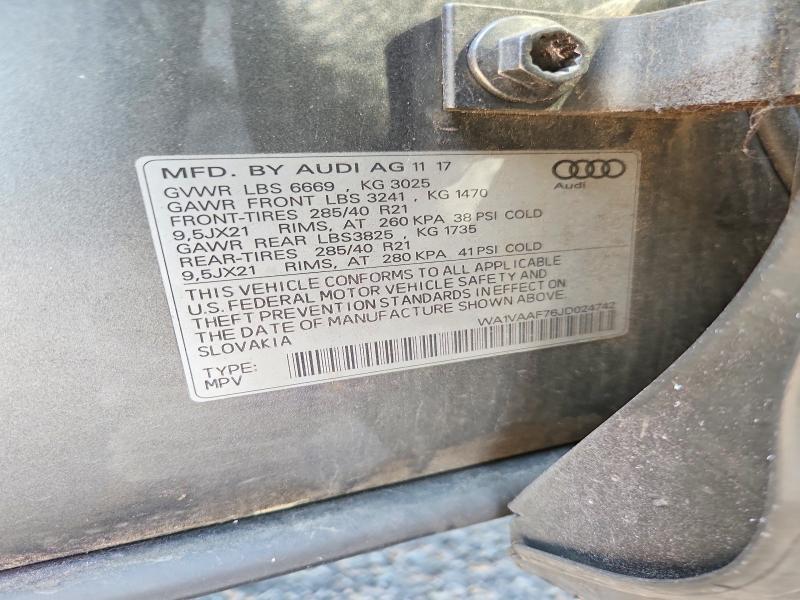 Продажа на аукционе авто 2018 Audi Q7, vin: WA1VAAF76JD024742, номер лота: 64447116