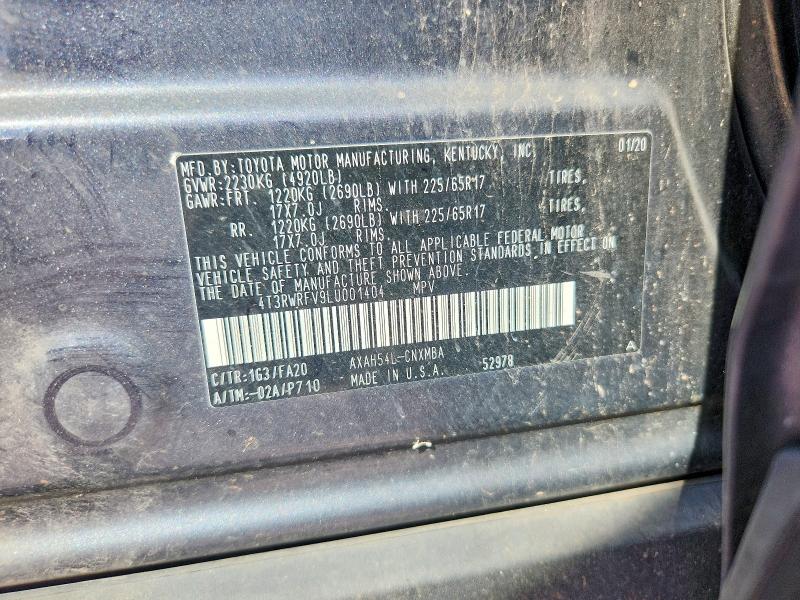 66597266 :رقم المزاد ، 4T3RWRFV9LU001404 vin ، 2020 Toyota Rav4 Hybrid مزاد بيع