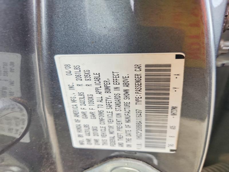 Продаж на аукціоні авто 2008 Honda Accord, vin: 1HGCP26898A116497, номер лоту: 66842286