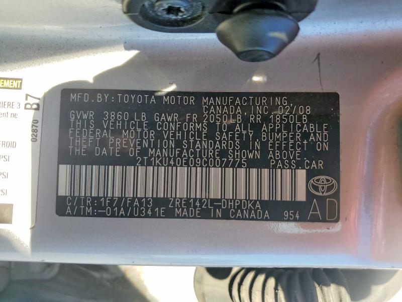 2009 Toyota Matrix მანქანა იყიდება აუქციონზე, vin: 2T1KU40E09C007775, აუქციონის ნომერი: 64988336