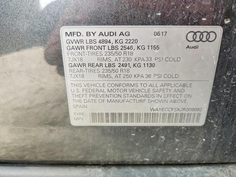 Продажа на аукционе авто 2018 Audi Q3, vin: WA1ECCFSXJR009092, номер лота: 65494056