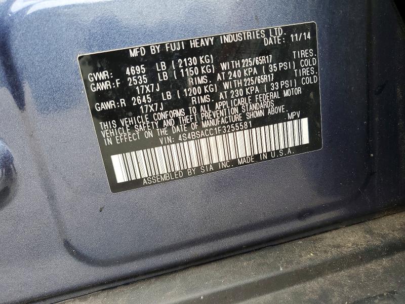 Aukcja sprzedaży 2015 Subaru Outback, vin: 4S4BSACC1F3255581, numer aukcji: 64471496