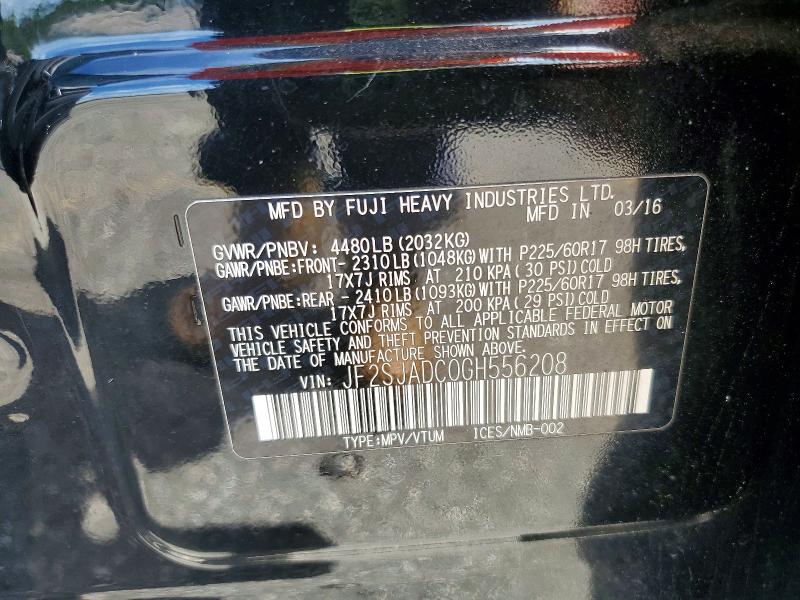 Продажа на аукционе авто 2016 Subaru Forester, vin: JF2SJADC0GH556208, номер лота: 64621036