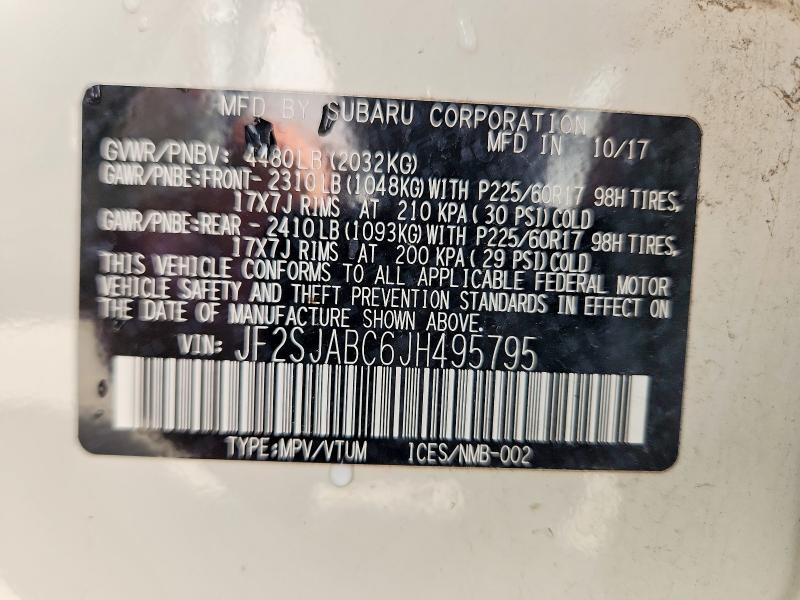 Aukcja sprzedaży 2018 Subaru Forester, vin: JF2SJABC6JH495795, numer aukcji: 66522366