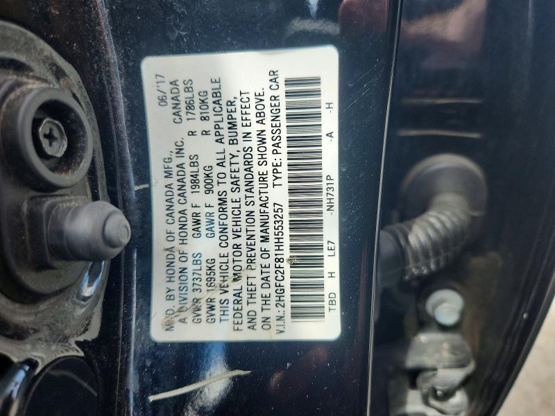 2017 Honda Civic მანქანა იყიდება აუქციონზე, vin: 2HGFC2F81HH553257, აუქციონის ნომერი: 66761896
