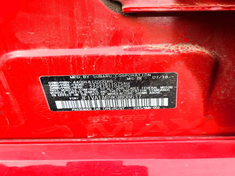 Продажа на аукционе авто 2019 Subaru Wrx, vin: JF1VA1A69K9808637, номер лота: 67272036