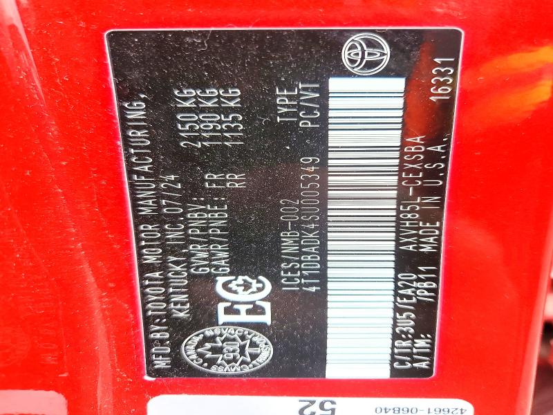 62337386 :رقم المزاد ، 4T1DBADK4SU005349 vin ، 2025 Toyota Camry مزاد بيع