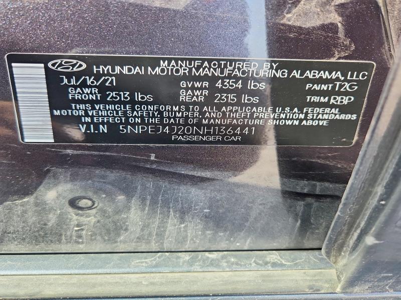 Продажа на аукционе авто 2022 Hyundai Sonata, vin: 5NPEJ4J20NH136441, номер лота: 63413446