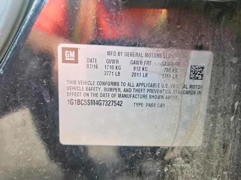 65379796 :رقم المزاد ، 1G1BC5SM4G7327542 vin ، 2016 Chevrolet Cruze مزاد بيع