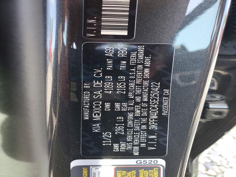 2025 Kia K4 მანქანა იყიდება აუქციონზე, vin: 3KPFW4DC4SE250422, აუქციონის ნომერი: 67203056