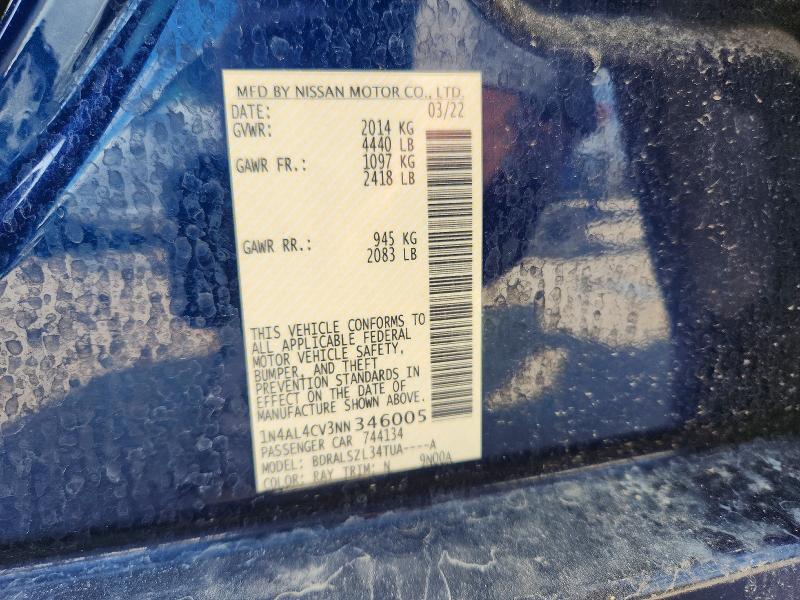 Aukcja sprzedaży 2022 Nissan Altima, vin: 1N4AL4CV3NN346005, numer aukcji: 63264296