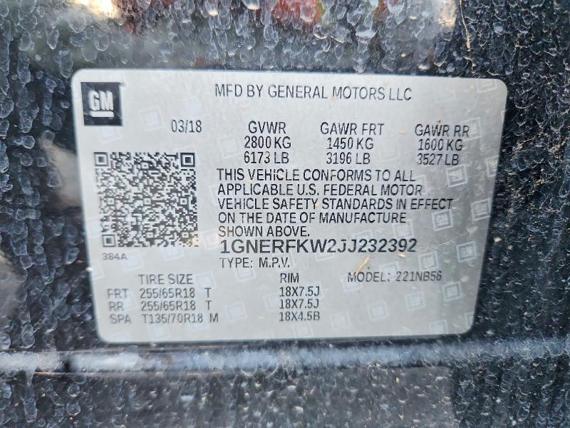 65023006 :رقم المزاد ، 1GNERFKW2JJ232392 vin ، 2018 Chevrolet Traverse مزاد بيع
