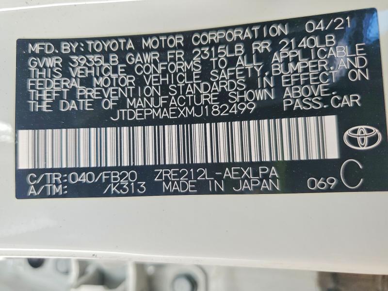 Продажа на аукционе авто 2021 Toyota Corolla, vin: JTDEPMAEXMJ182499, номер лота: 66472036