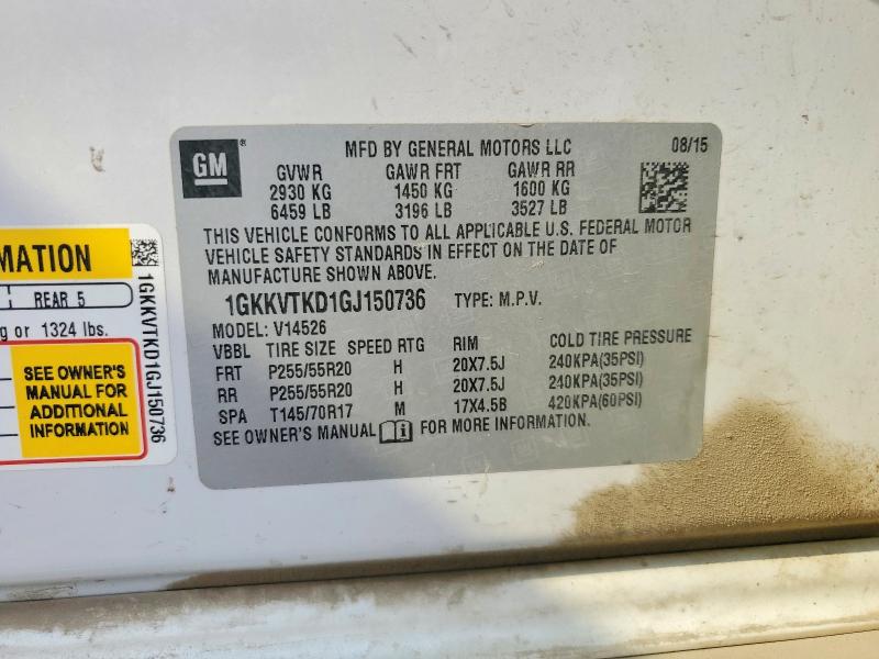 2016 Gmc Acadia მანქანა იყიდება აუქციონზე, vin: 1GKKVTKD1GJ150736, აუქციონის ნომერი: 63724946