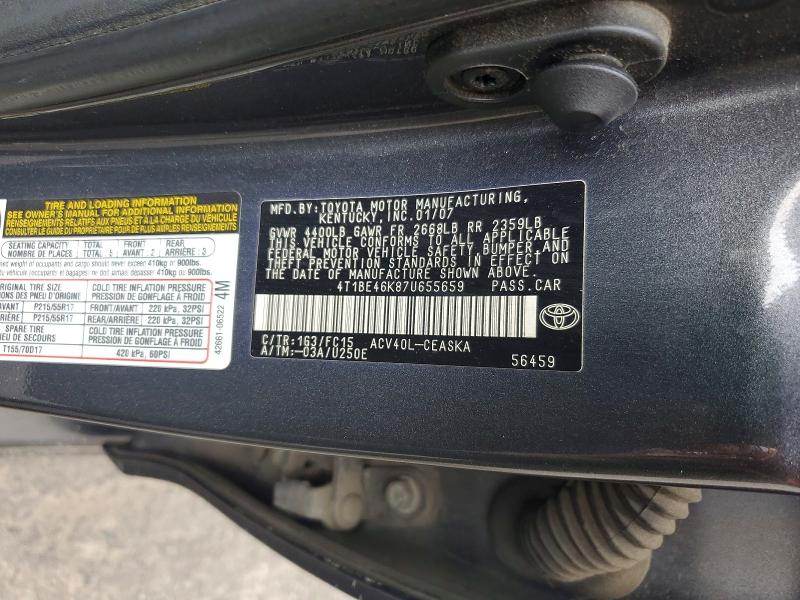 Aukcja sprzedaży 2007 Toyota Camry, vin: 4T1BE46K87U655659, numer aukcji: 64285886
