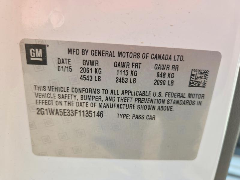 Продаж на аукціоні авто 2015 Chevrolet Impala Limited, vin: 2G1WA5E33F1135146, номер лоту: 65225656