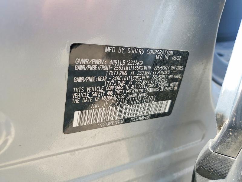 65239146 :رقم المزاد ، JF2SKAMC5NH476493 vin ، 2022 Subaru Forester مزاد بيع