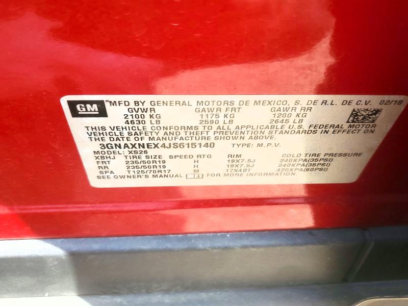 Продаж на аукціоні авто 2018 Chevrolet Equinox, vin: 3GNAXNEX4JS615140, номер лоту: 65292416
