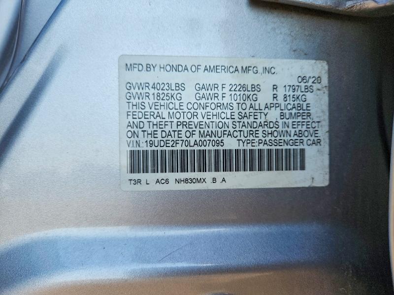 Aukcja sprzedaży 2020 Acura Ilx, vin: 19UDE2F70LA007095, numer aukcji: 65828696