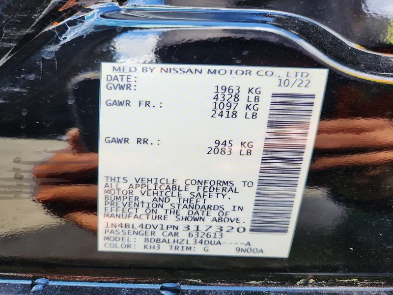 66433316 :رقم المزاد ، 1N4BL4DV1PN317320 vin ، 2023 Nissan Altima مزاد بيع