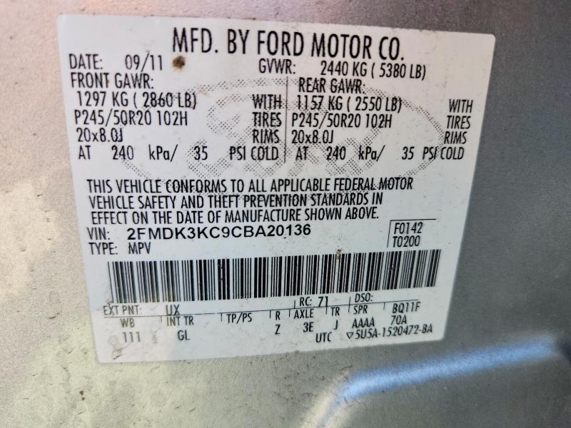 Aukcja sprzedaży 2012 Ford Edge, vin: 2FMDK3KC9CBA20136, numer aukcji: 65315846