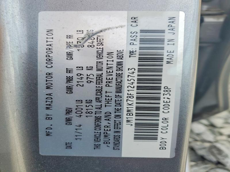 67324186 :رقم المزاد ، JM1BM1K78F1245743 vin ، 2015 Mazda 3 مزاد بيع