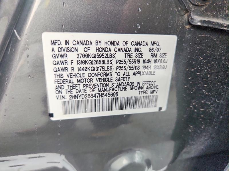 Aukcja sprzedaży 2007 Acura Mdx, vin: 2HNYD28847H545695, numer aukcji: 64050946