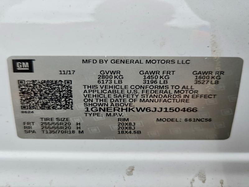 Aukcja sprzedaży 2018 Chevrolet Traverse, vin: 1GNERHKW6JJ150466, numer aukcji: 63822586