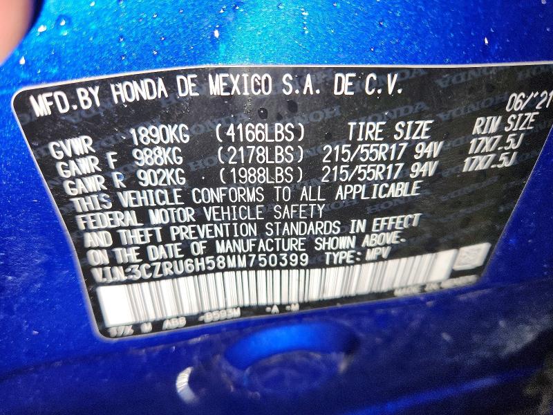 Продаж на аукціоні авто 2021 Honda Hr-v, vin: 3CZRU6H58MM750399, номер лоту: 63439916