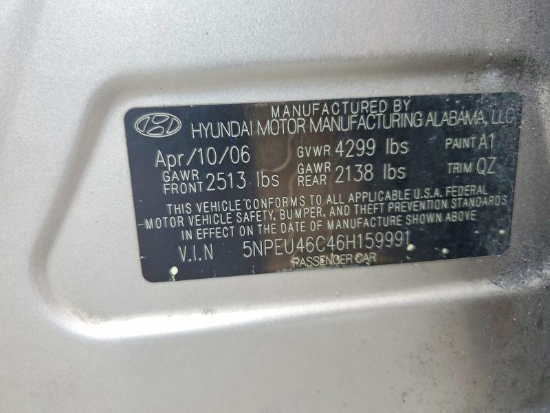 Aukcja sprzedaży 2006 Hyundai Sonata, vin: 5NPEU46C46H159991, numer aukcji: 63739406
