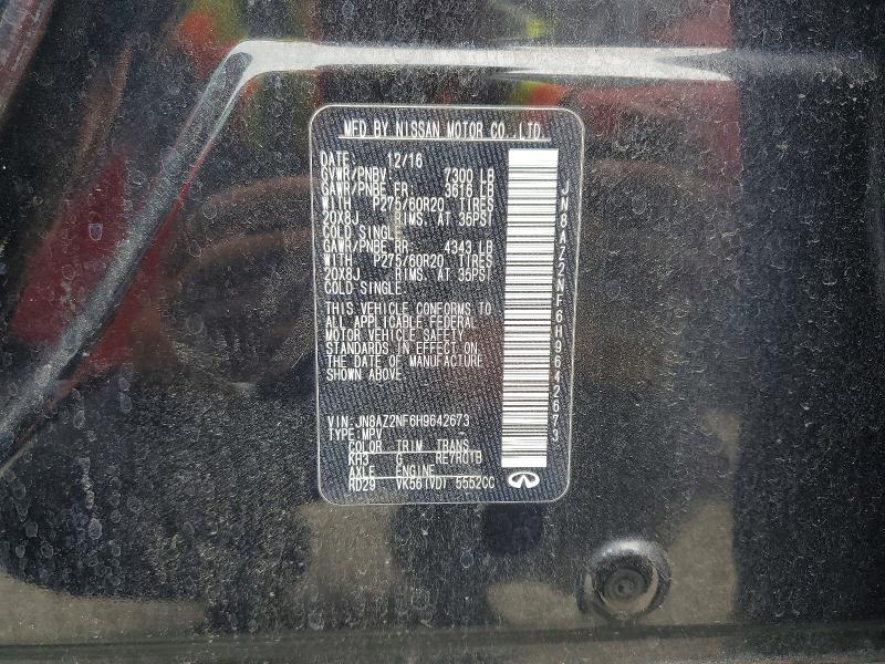 Aukcja sprzedaży 2017 Infiniti Qx80, vin: JN8AZ2NF6H9642673, numer aukcji: 63826586
