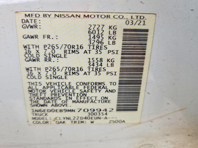 Продаж на аукціоні авто 2021 Nissan Frontier, vin: 1N6ED0EB9MN709942, номер лоту: 63642076