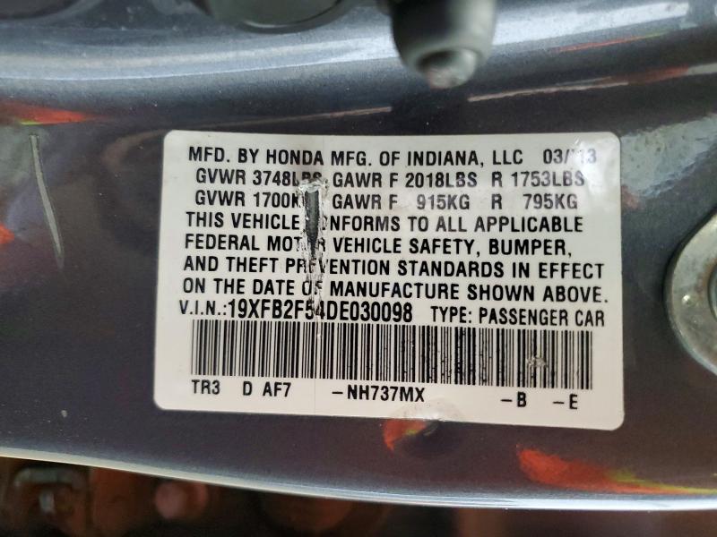 65440966 :رقم المزاد ، 19XFB2F54DE030098 vin ، 2013 Honda Civic مزاد بيع