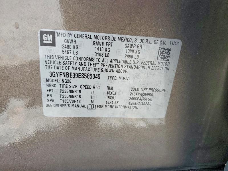 Aukcja sprzedaży 2014 Cadillac Srx, vin: 3GYFNBE39ES585049, numer aukcji: 67120896