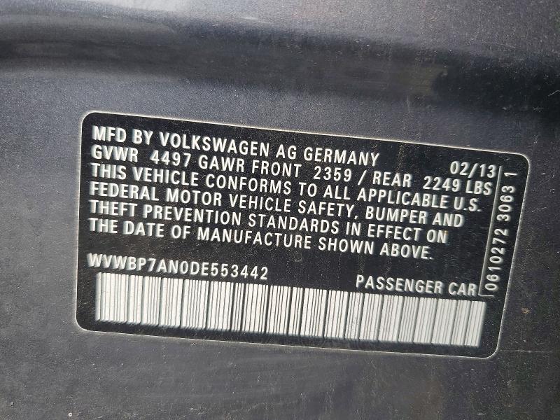 Продажа на аукционе авто 2013 Volkswagen Cc, vin: WVWBP7AN0DE553442, номер лота: 65588936
