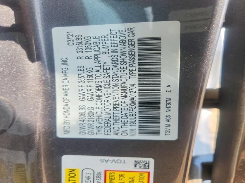 64118916 :رقم المزاد ، 19UUB5F5XMA012704 vin ، 2021 Acura Tlx مزاد بيع