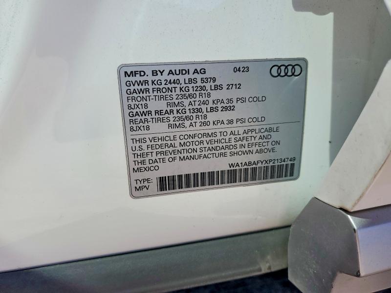64424036 :رقم المزاد ، WA1ABAFYXP2134749 vin ، 2023 Audi Q5 مزاد بيع