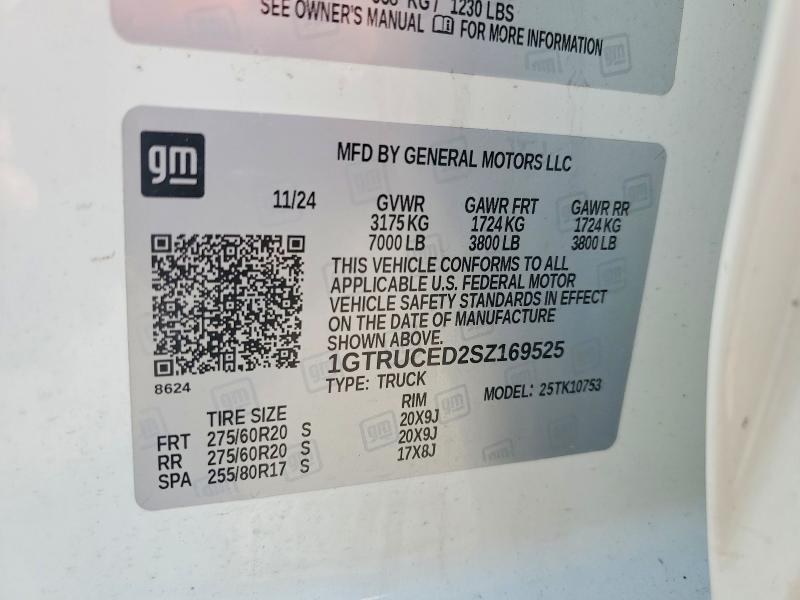 2025 Gmc Sierra მანქანა იყიდება აუქციონზე, vin: 1GTRUCED2SZ169525, აუქციონის ნომერი: 63895536