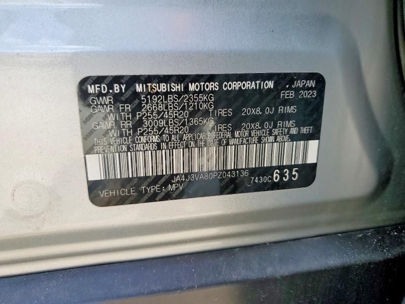 64834676 :رقم المزاد ، JA4J3VA80PZ043136 vin ، 2023 Mitsubishi Outlander مزاد بيع