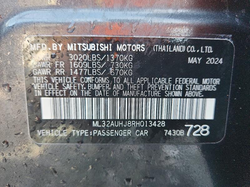Продаж на аукціоні авто 2024 Mitsubishi Mirage, vin: ML32AUHJ8RH013428, номер лоту: 63653196