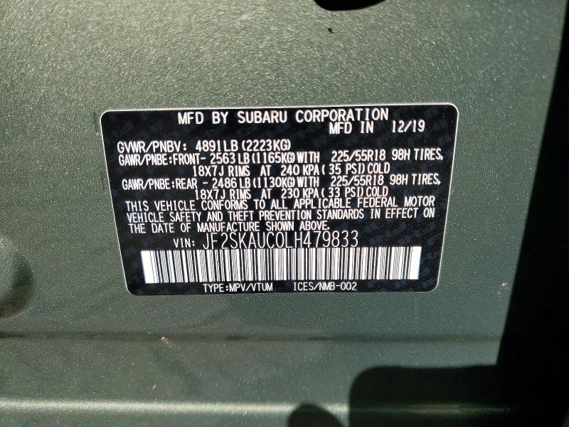Aukcja sprzedaży 2020 Subaru Forester, vin: JF2SKAUC0LH479833, numer aukcji: 66426406
