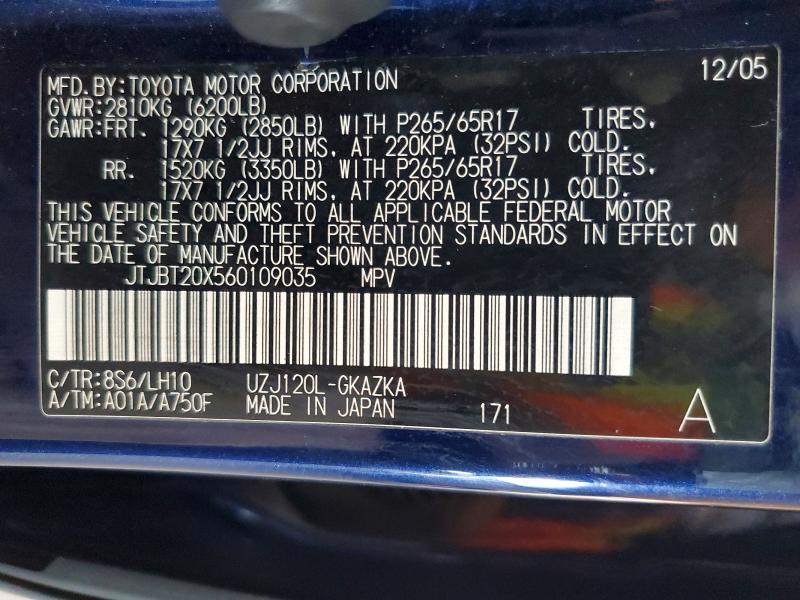 Продаж на аукціоні авто 2006 Lexus Gx, vin: JTJBT20X560109035, номер лоту: 65880576