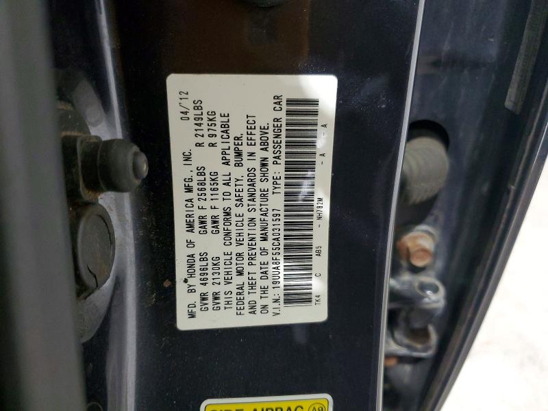 64101256 :رقم المزاد ، 19UUA8F55CA031597 vin ، 2012 Acura Tl مزاد بيع