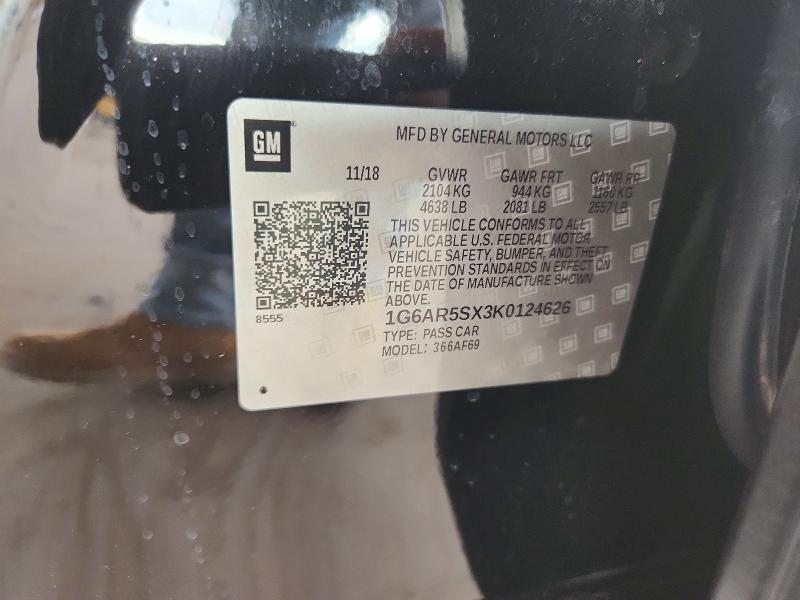 63333426 :رقم المزاد ، 1G6AR5SX3K0124626 vin ، 2019 Cadillac Cts مزاد بيع