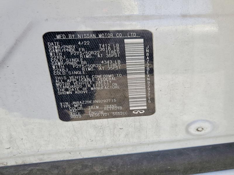 Продаж на аукціоні авто 2022 Infiniti Qx80, vin: JN8AZ2BEXN9292715, номер лоту: 63354296