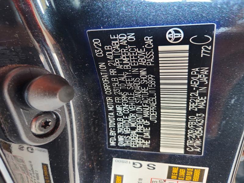 Продаж на аукціоні авто 2020 Toyota Corolla, vin: JTDEPRAE5LJ115899, номер лоту: 64554086