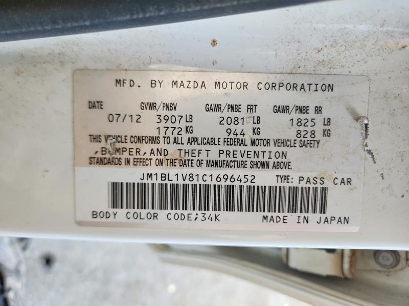 Aukcja sprzedaży 2012 Mazda 3, vin: JM1BL1V81C1696452, numer aukcji: 64320236