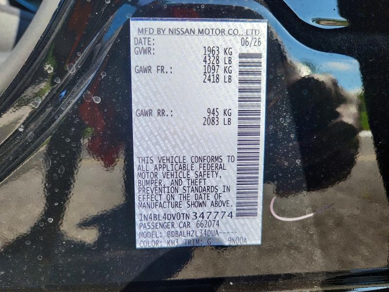 2026 Nissan Altima მანქანა იყიდება აუქციონზე, vin: 1N4BL4DV0TN347774, აუქციონის ნომერი: 65282576