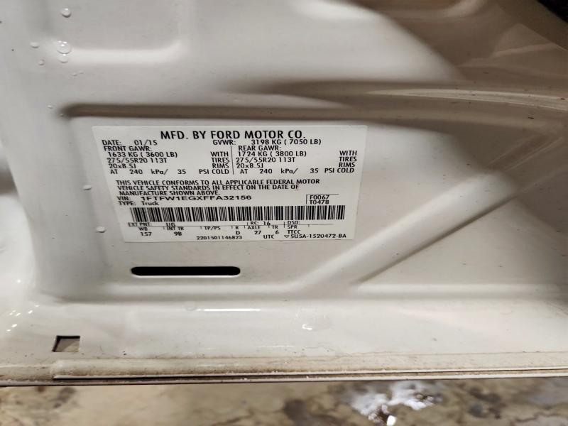 64080286 :رقم المزاد ، 1FTFW1EGXFFA32156 vin ، 2015 Ford F150 مزاد بيع