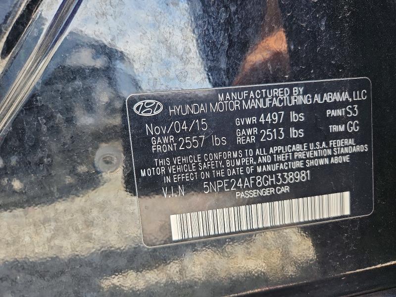 Продаж на аукціоні авто 2016 Hyundai Sonata, vin: 5NPE24AF8GH338981, номер лоту: 66307256